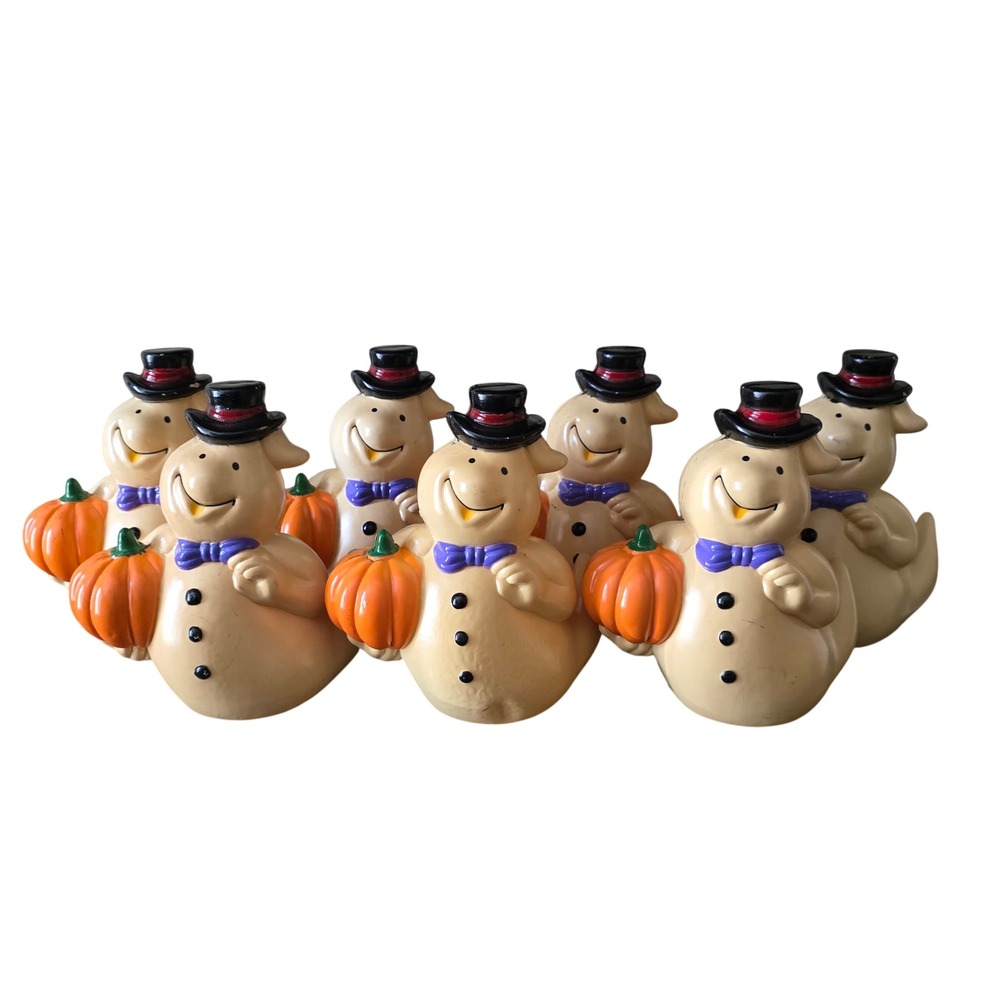 Vintage Halloween 90s Ghost Sidewalk Light Covers Top Hat Pumpkin Set of 7
